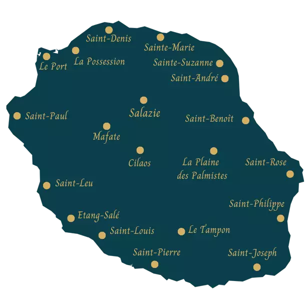 Carte stylisé de l'Île de La Réunion
